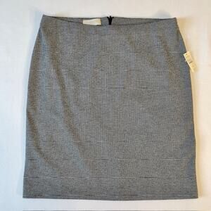 Talbots Petites Houndstooth Pencil Skirt Black White Classic Career Size 12P